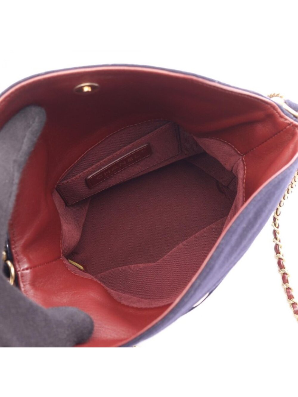Chanel Shoulder Bag Paris Hamburg Navy Wool Small - Picture 3 of 12